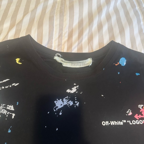 OFF WHITE Main Label Virgil Abloh Paint Splatter Shirt Mens Size XXL - Picture 5 of 15
